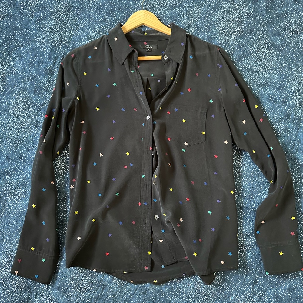 Silk Black and Rainbow Stars button down - RAILS - xs - like new